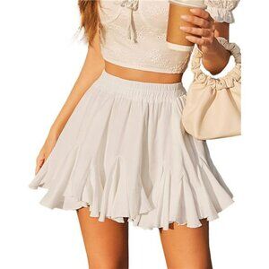 Avidlove Pleated Skater Mini Skirt High Waist Flared Ruffle Casual Womens